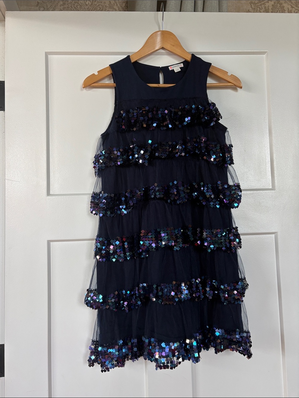 Crewcuts Navy Sequin Tiered Girls Dress - Picture 2 of 5